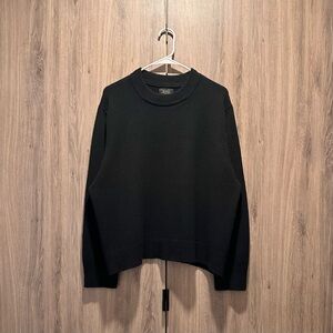 Quince Black Cashmere Crew Neck Sweater Ribbed Collar Size L